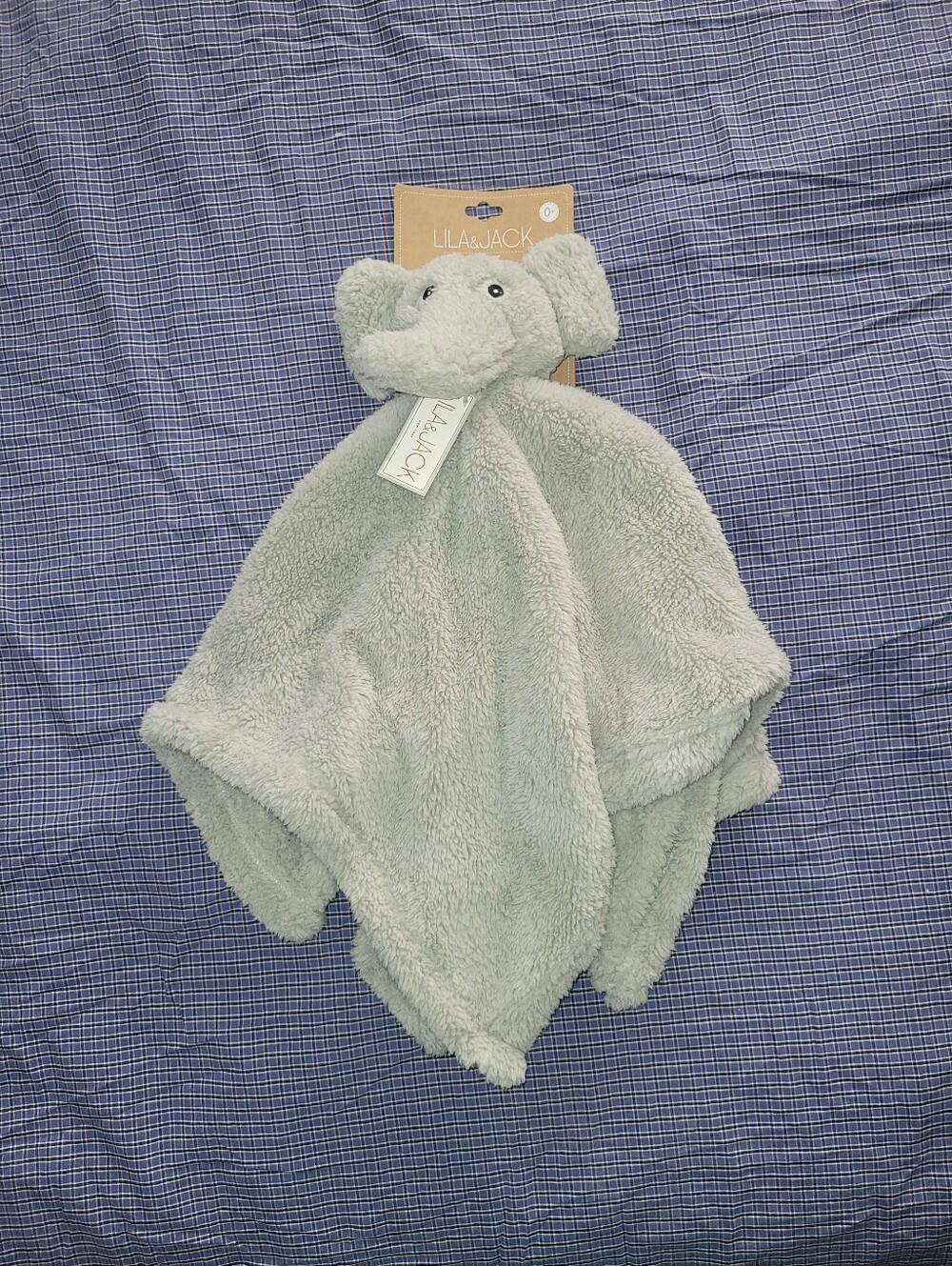 Lila & Jack Elephant Security Blanket Gray Plush Fleece Lovey Minky Plushie